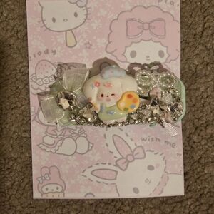 Cute Pastel Hair Clip with Bow and Gems